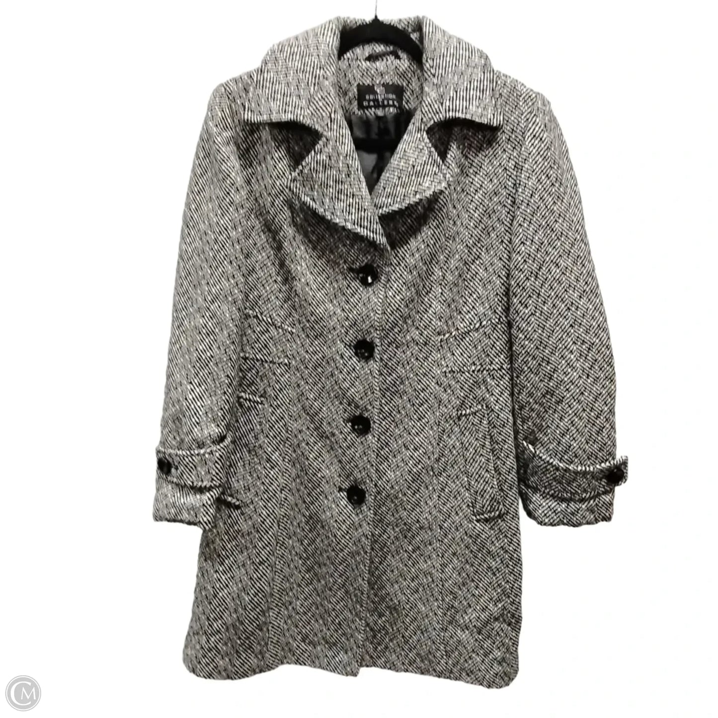 Coat Peacoat By Clothes Mentor In Black & White, Size: M