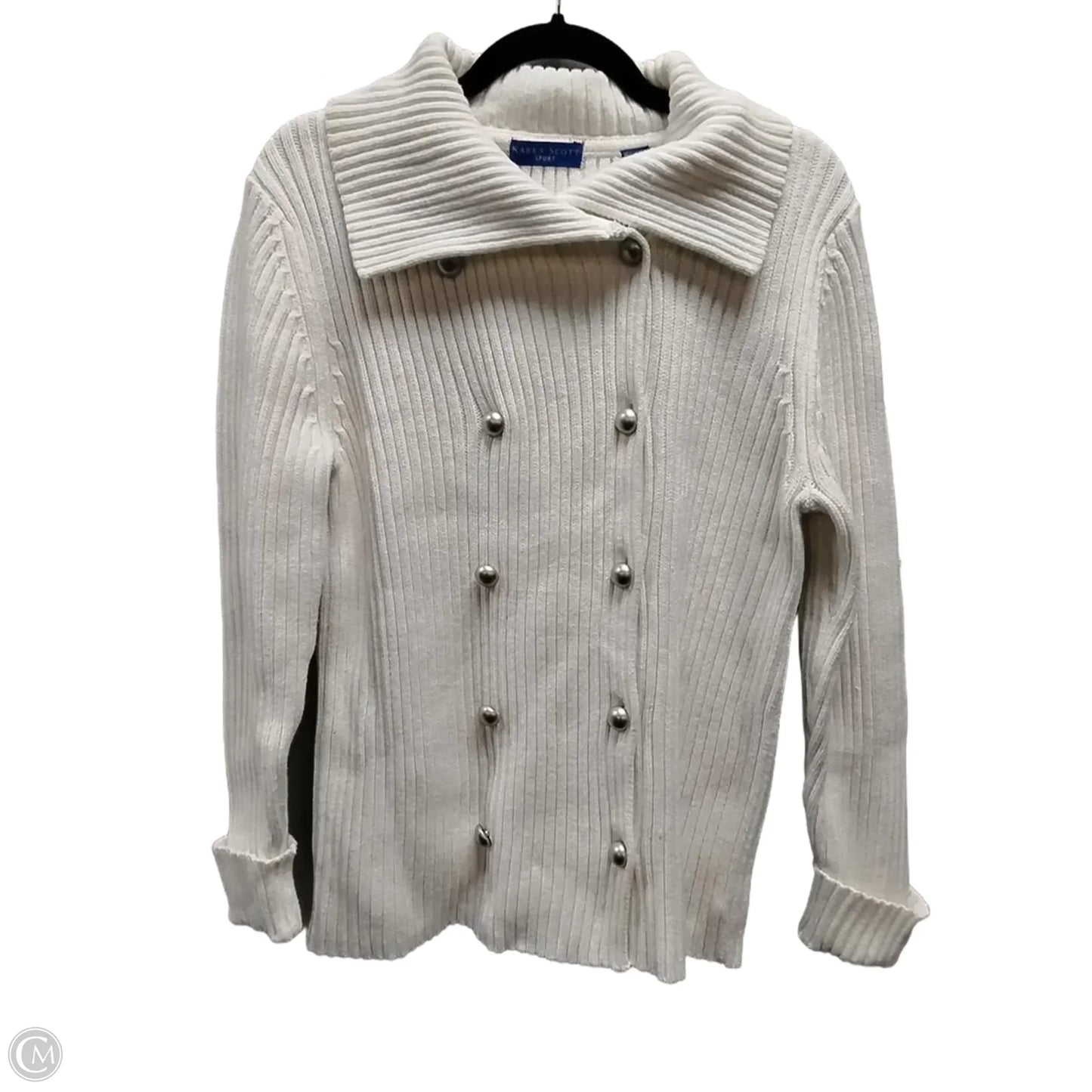 Sweater Cardigan By Karen Scott In White, Size: M