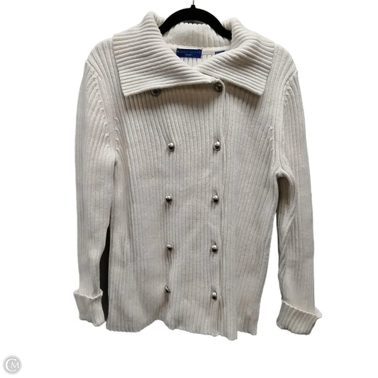 Sweater Cardigan By Karen Scott In White, Size: M