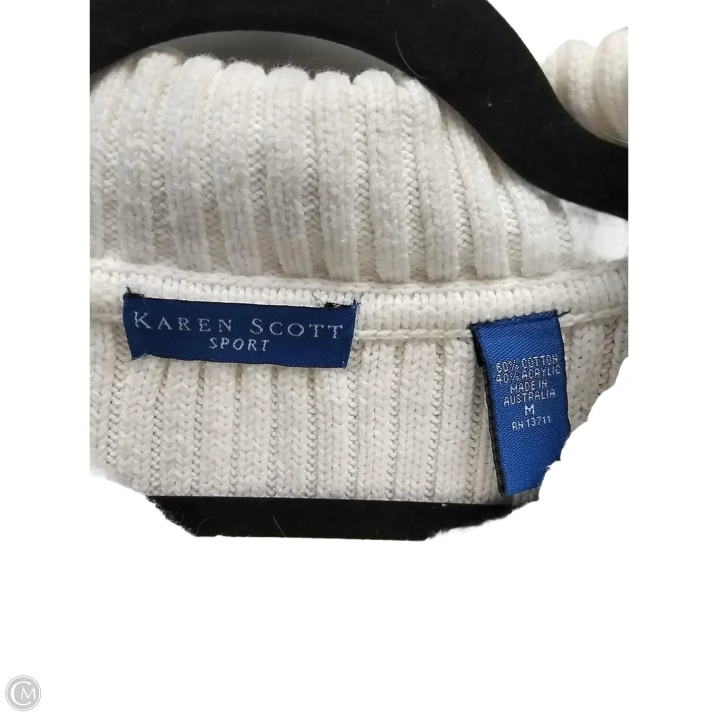 Sweater Cardigan By Karen Scott In White, Size: M