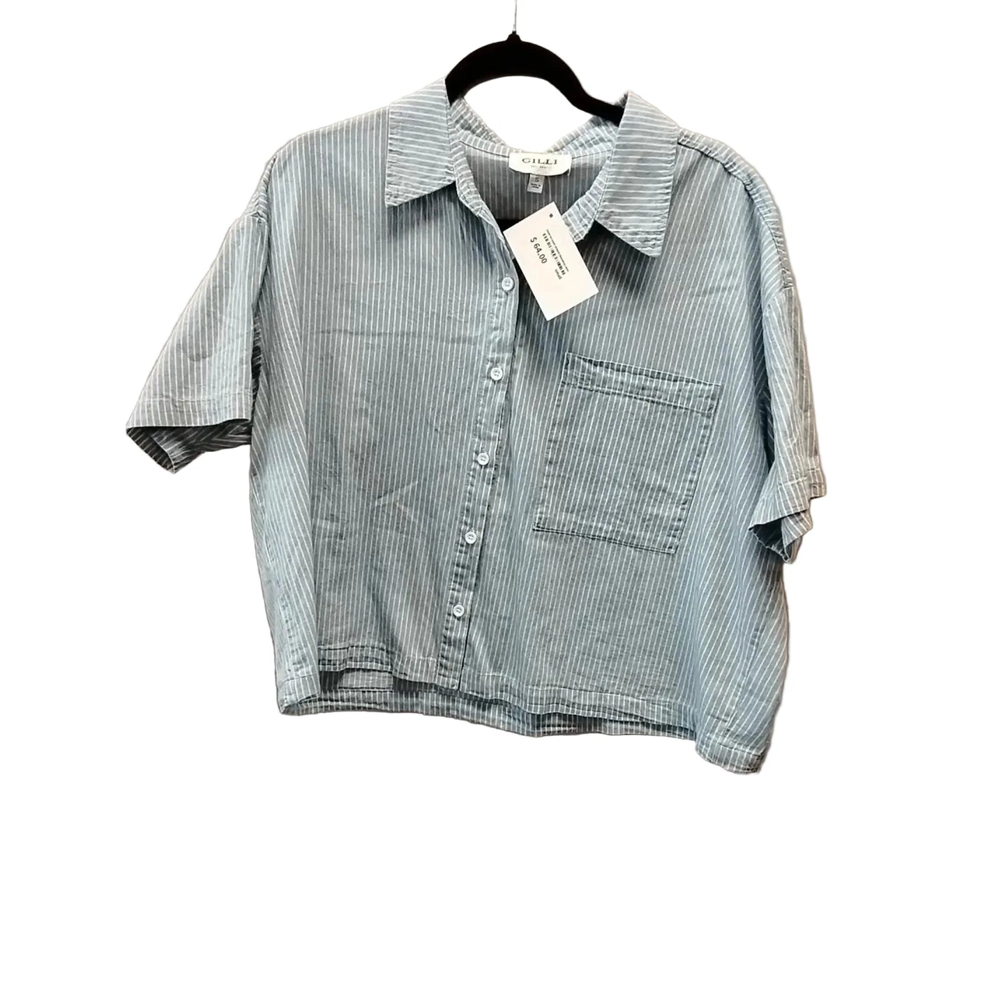 Blouse Short Sleeve By Gilli In Striped Pattern, Size: S