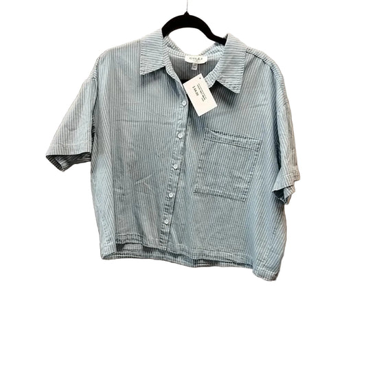 Blouse Short Sleeve By Gilli In Striped Pattern, Size: S