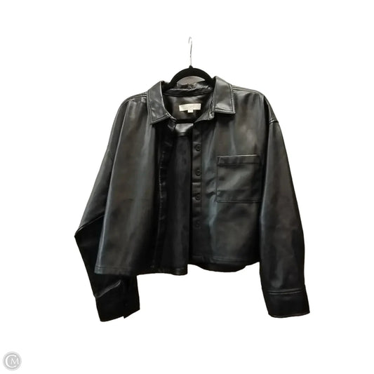 Jacket Shirt By Loft In Black, Size: L