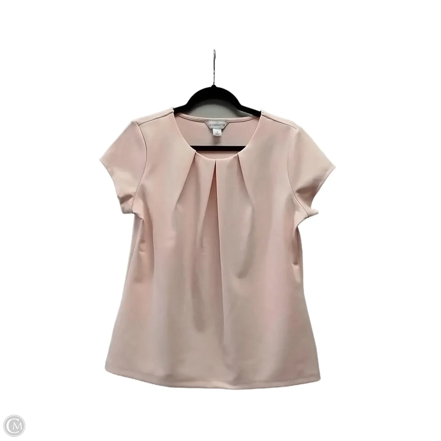 Blouse Short Sleeve By Liz Claiborne In Pink, Size: M