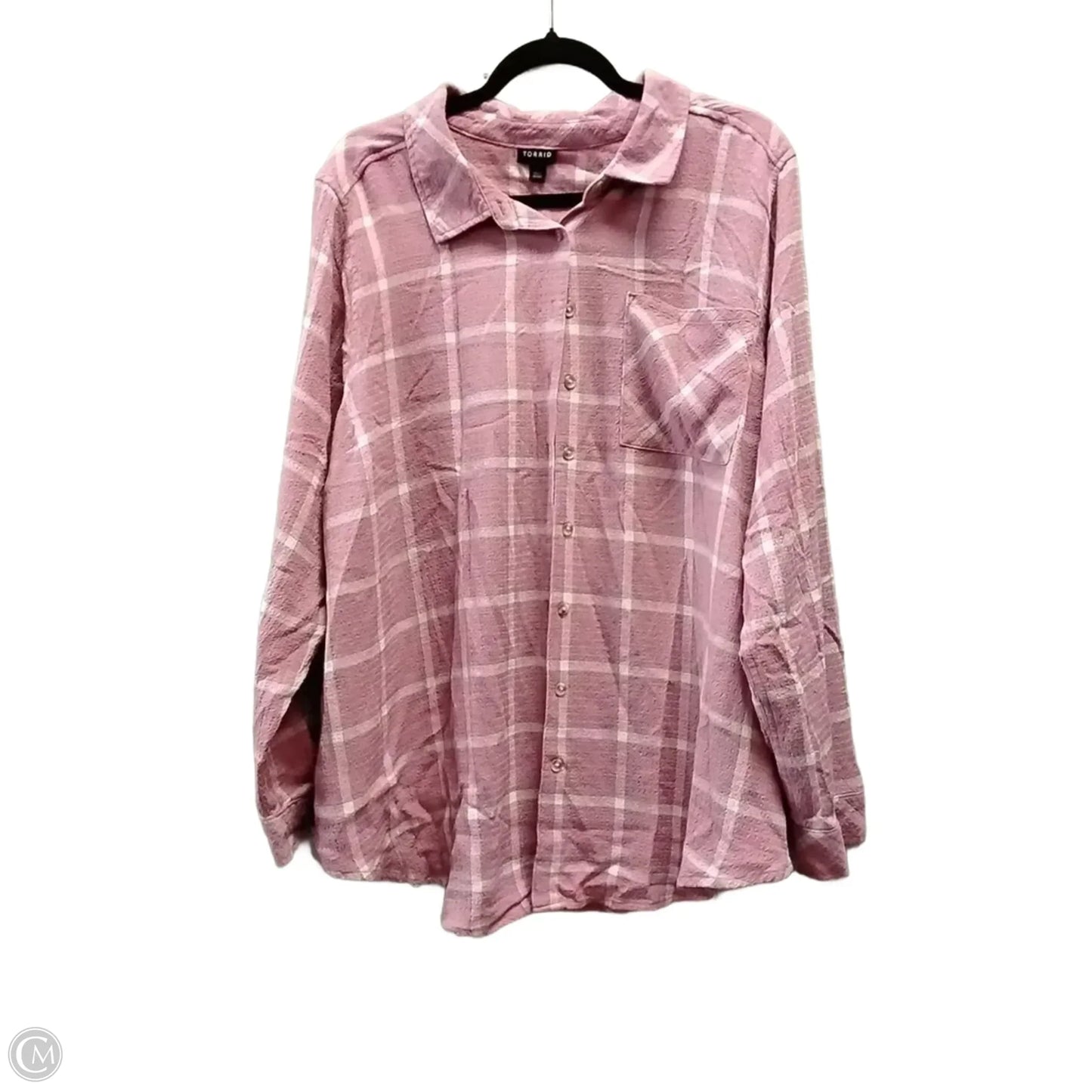 Top Long Sleeve By Torrid In Checkered Pattern, Size: 3x