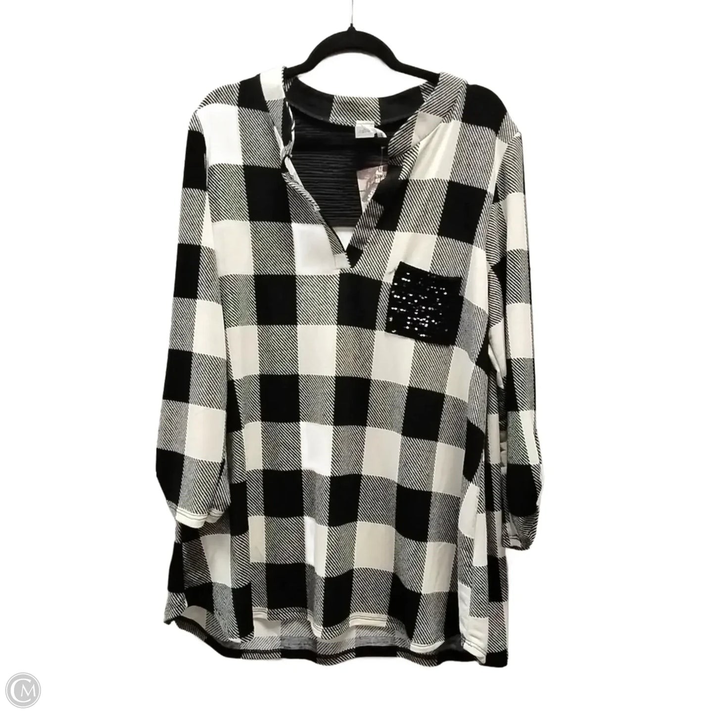 Top Long Sleeve By Clothes Mentor In Checkered Pattern, Size: 3x