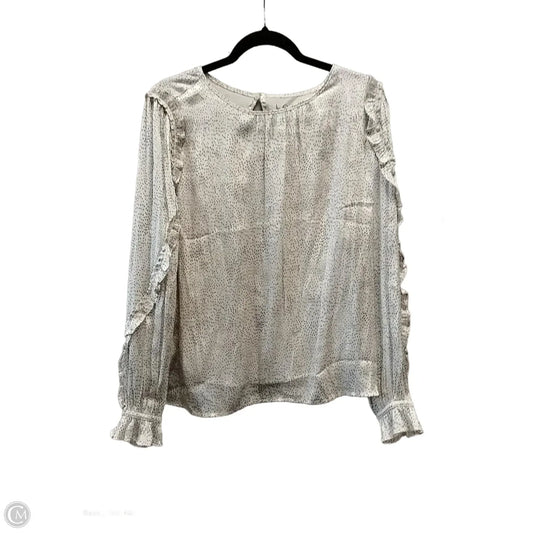 Blouse Long Sleeve By Loft In Polkadot Pattern, Size: Xl