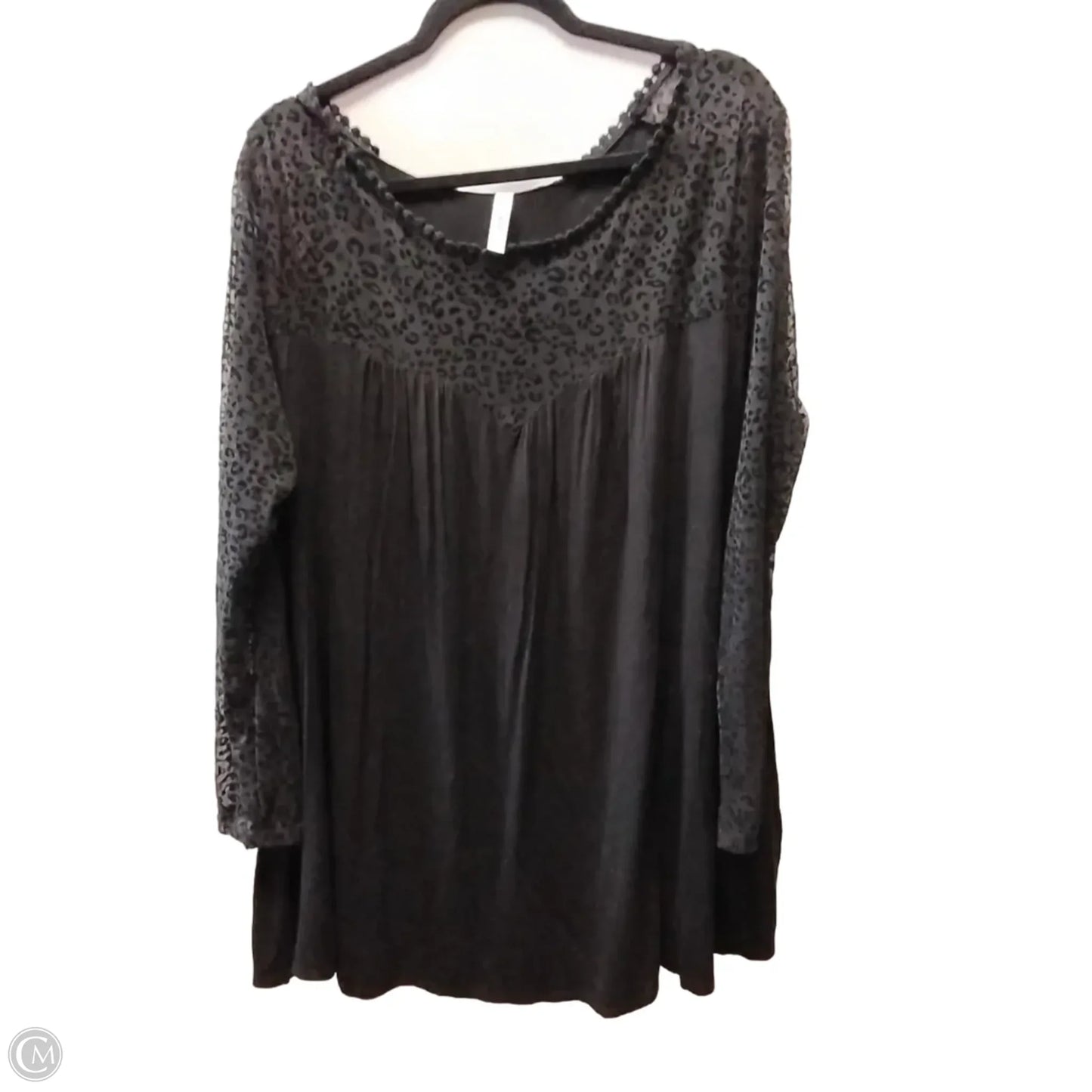Top Long Sleeve By Emerald In Black, Size: 3x