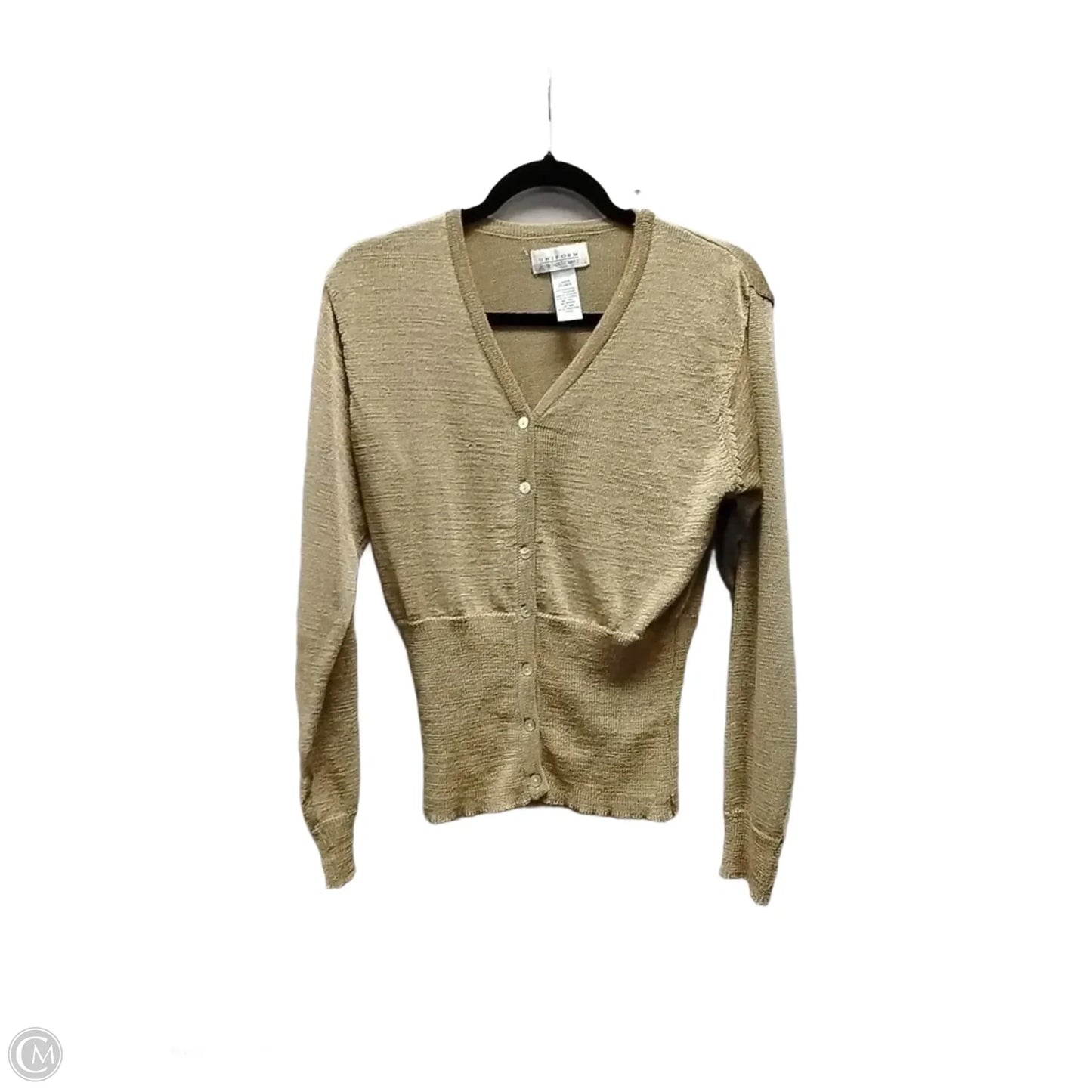 Sweater Cardigan By Uniform In Gold, Size: L