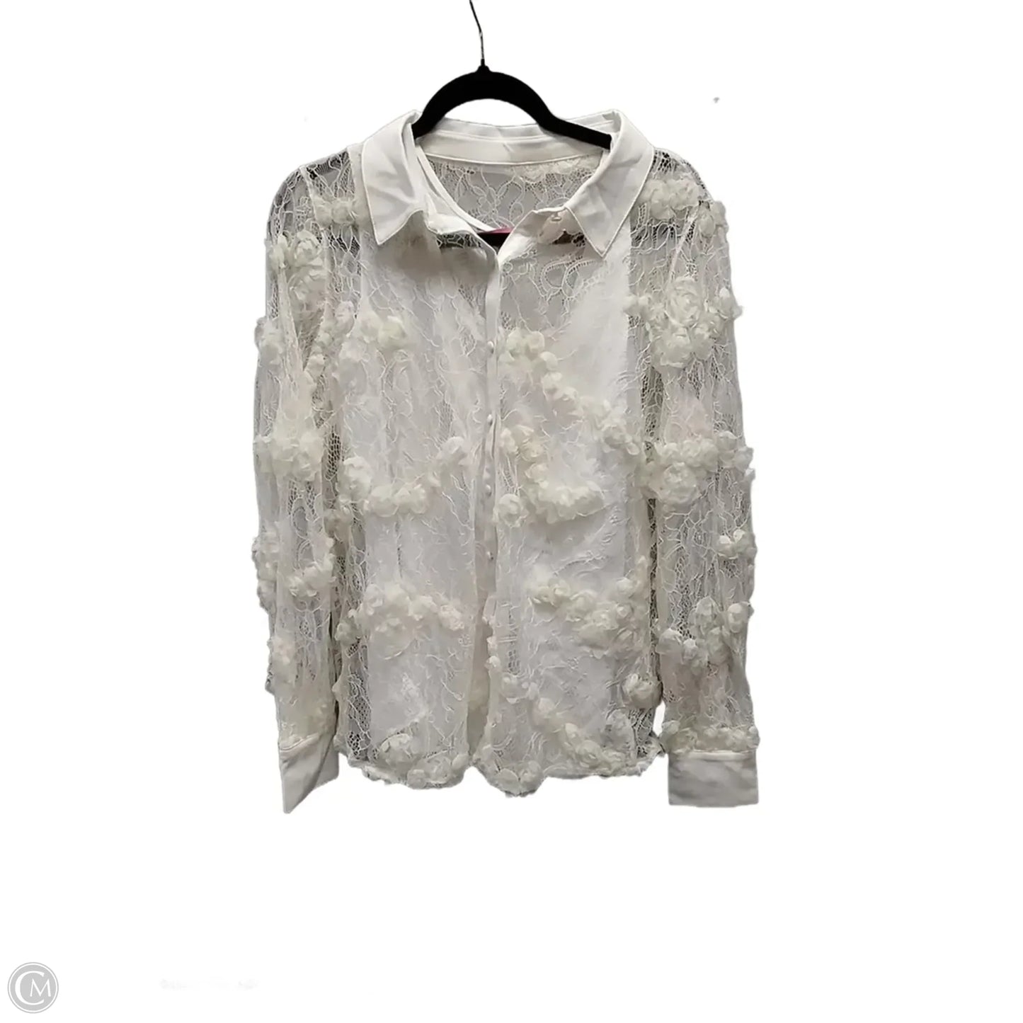 Blouse Long Sleeve By Isaac Mizrahi Live Qvc In Beige, Size: M