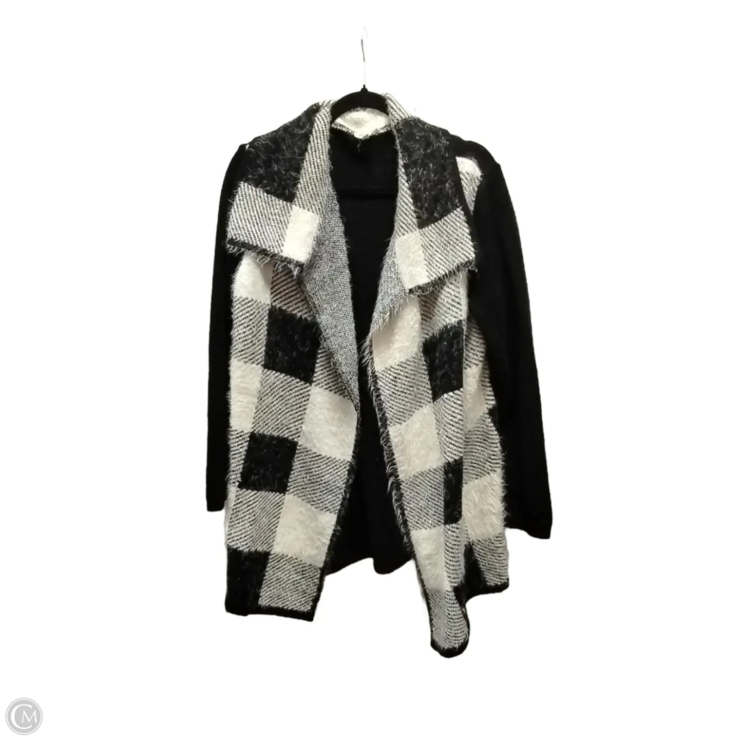 Sweater Cardigan By Clothes Mentor In Black & White, Size: L