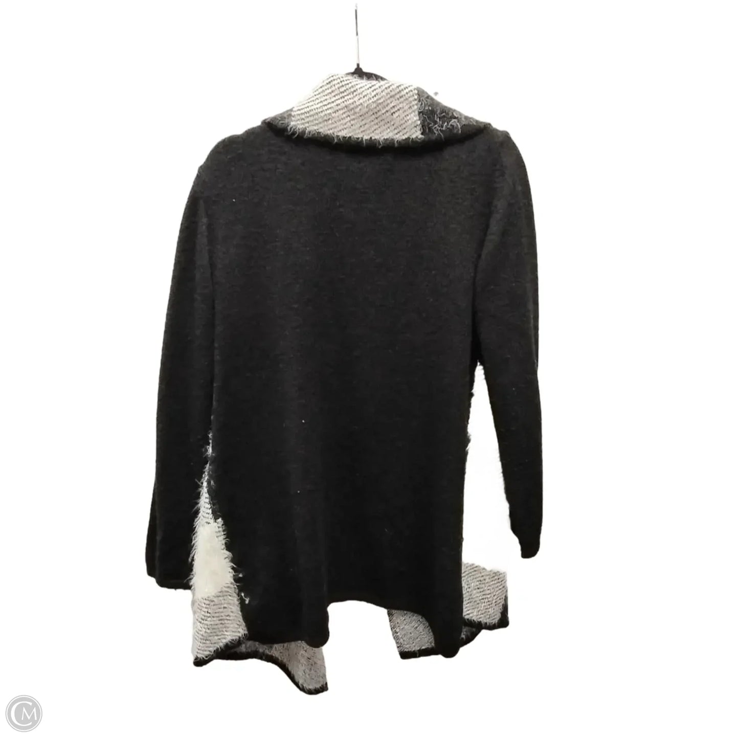 Sweater Cardigan By Clothes Mentor In Black & White, Size: L