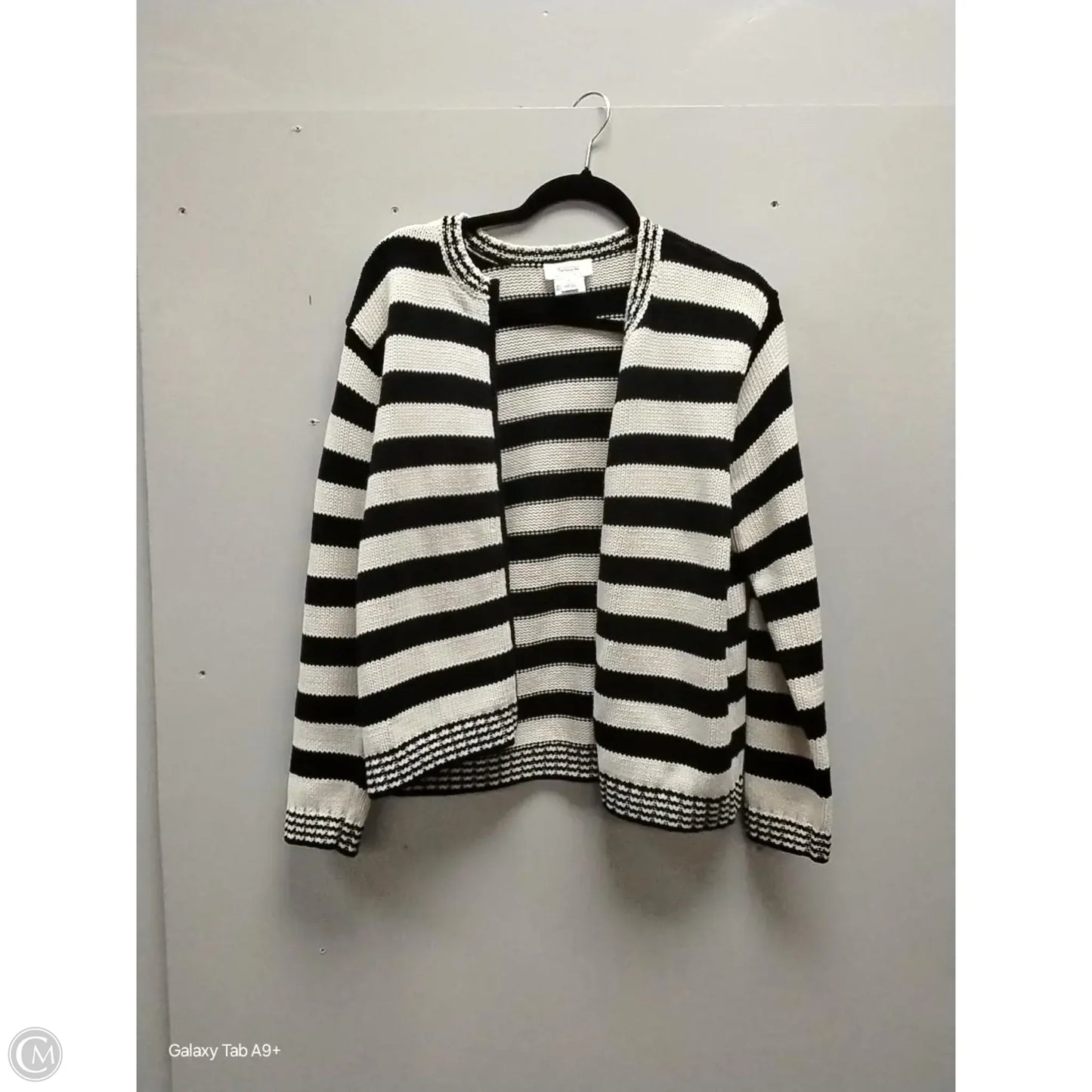 Sweater Cardigan By Talbots In Striped Pattern, Size: M