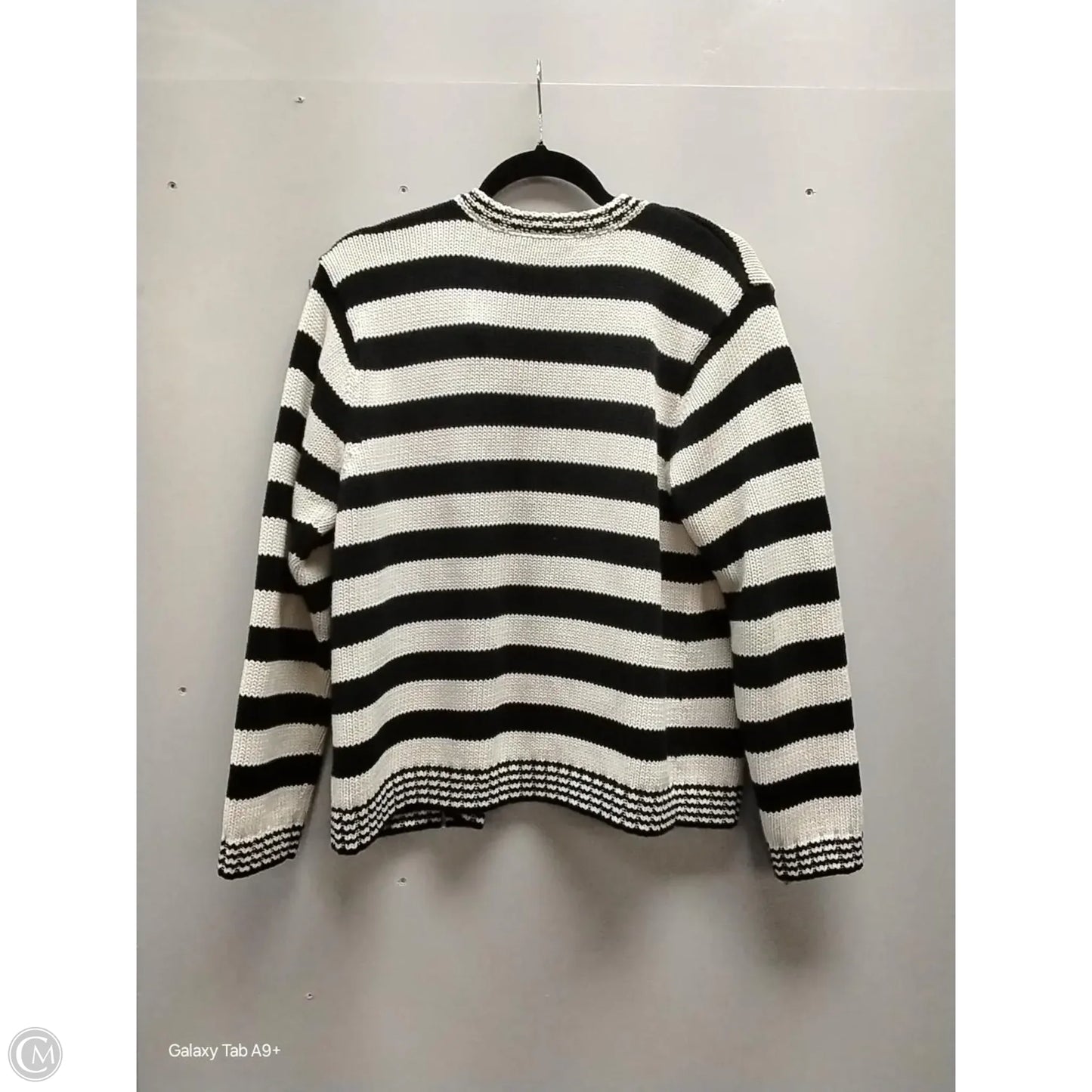 Sweater Cardigan By Talbots In Striped Pattern, Size: M