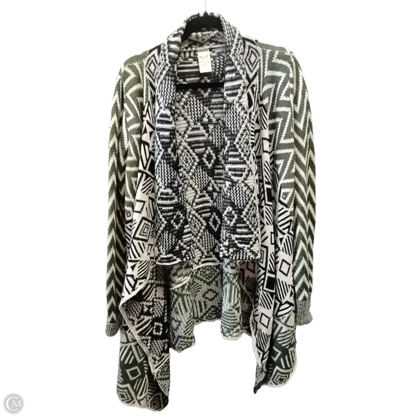 Sweater Cardigan By Faded Glory In Geometric Pattern, Size: L