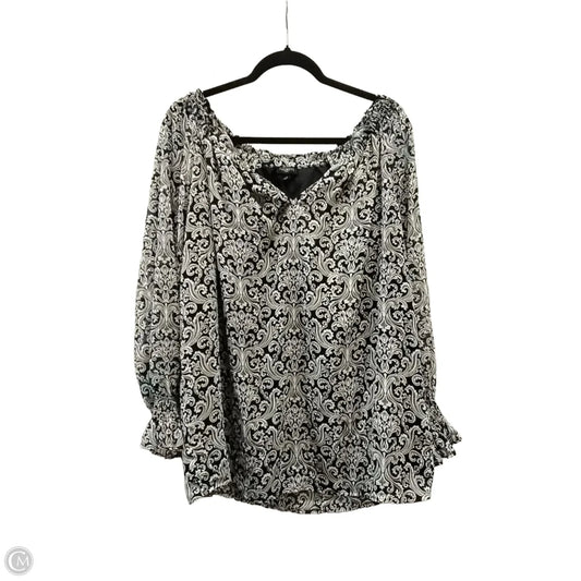 Blouse Long Sleeve By Talbots In Black & Grey, Size: Xl