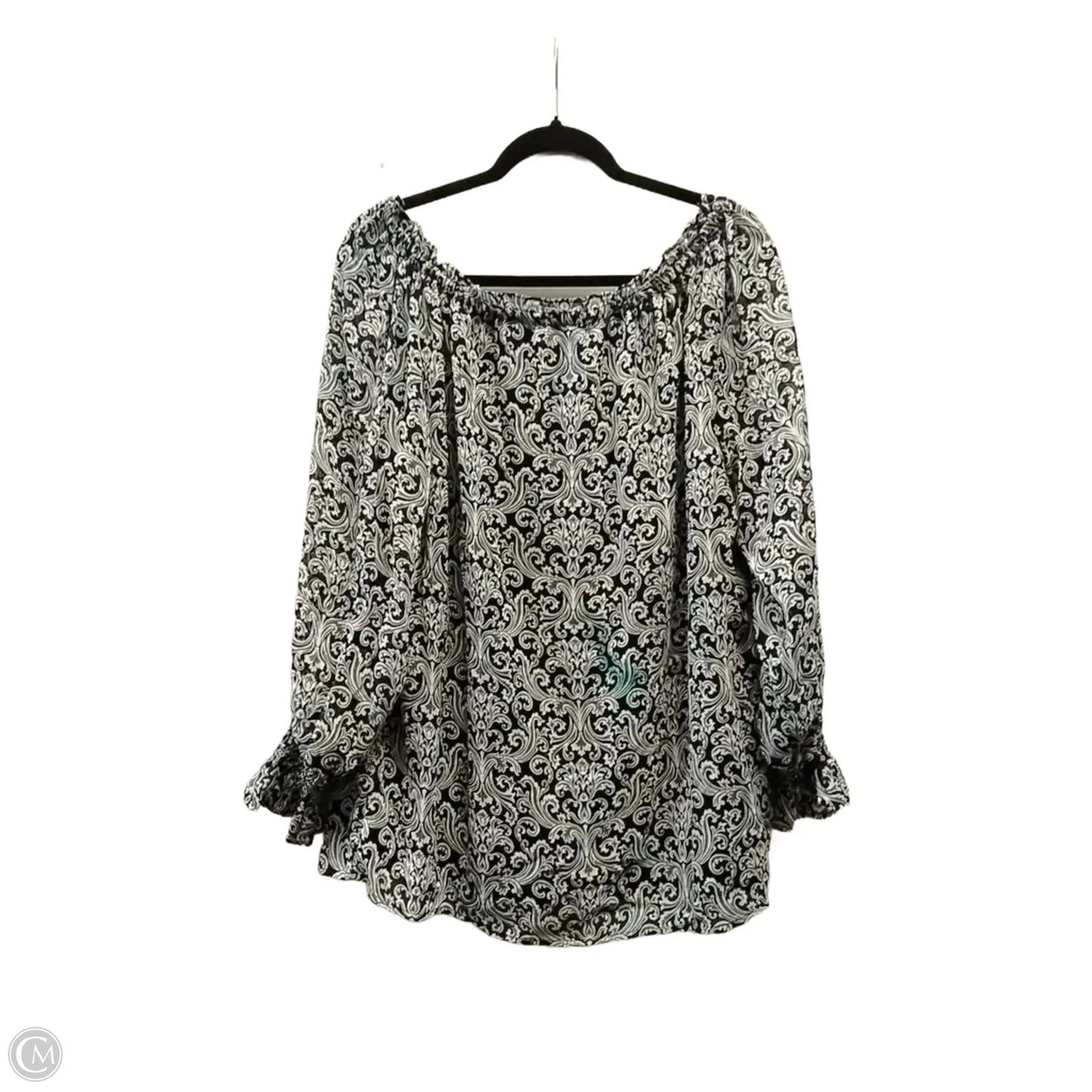 Blouse Long Sleeve By Talbots In Black & Grey, Size: Xl