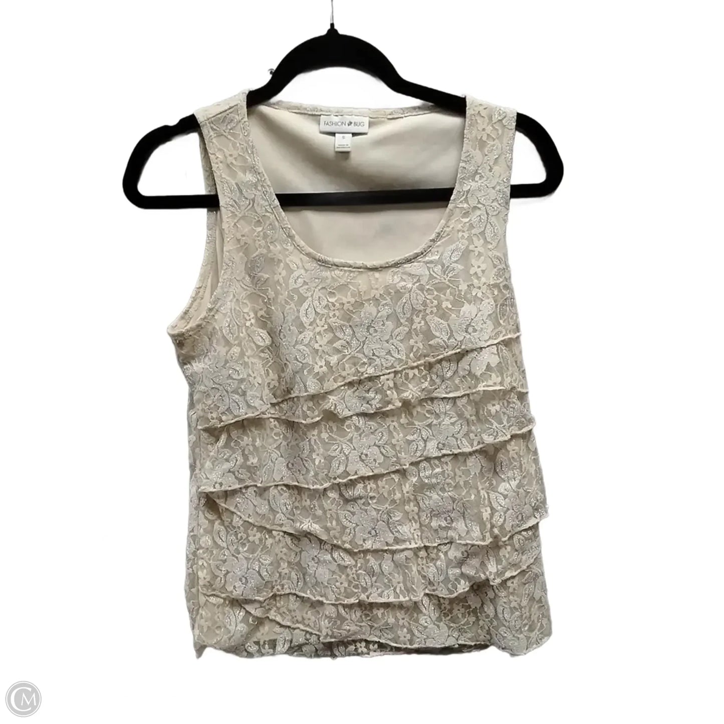 Top Sleeveless By Fashion Bug In Cream & Silver, Size: S
