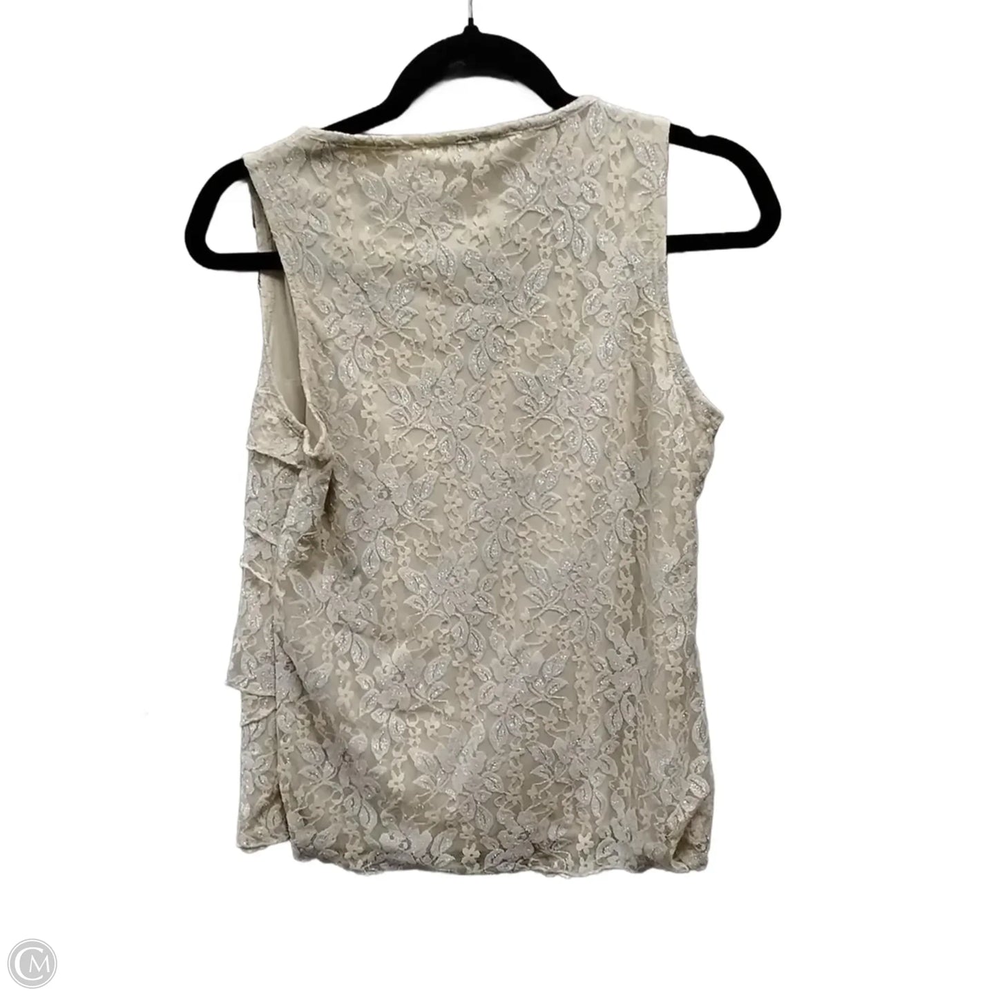 Top Sleeveless By Fashion Bug In Cream & Silver, Size: S