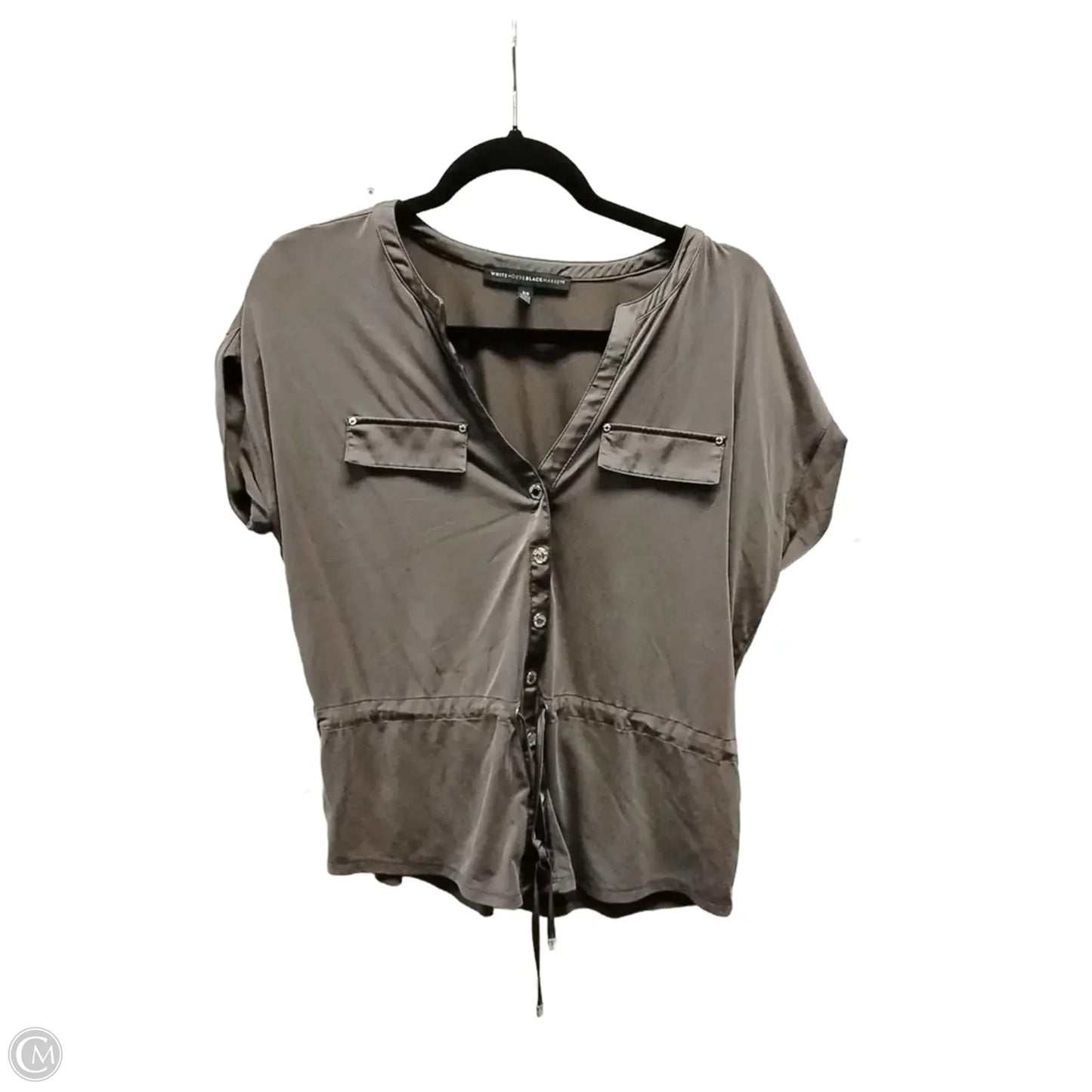 Blouse Short Sleeve By White House Black Market In Grey, Size: Xs
