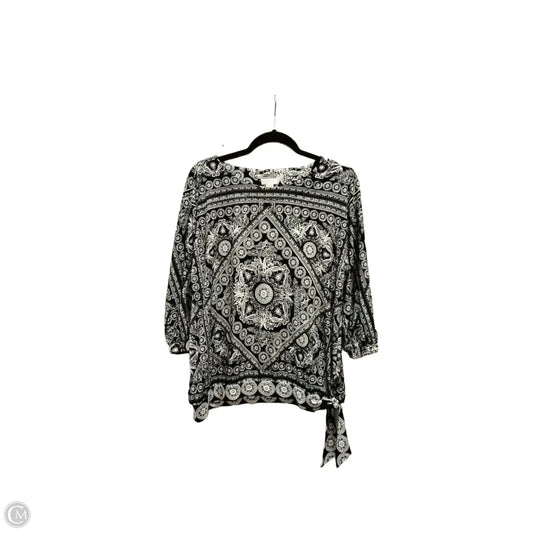 Blouse Long Sleeve By Chicos In Black & White, Size: M