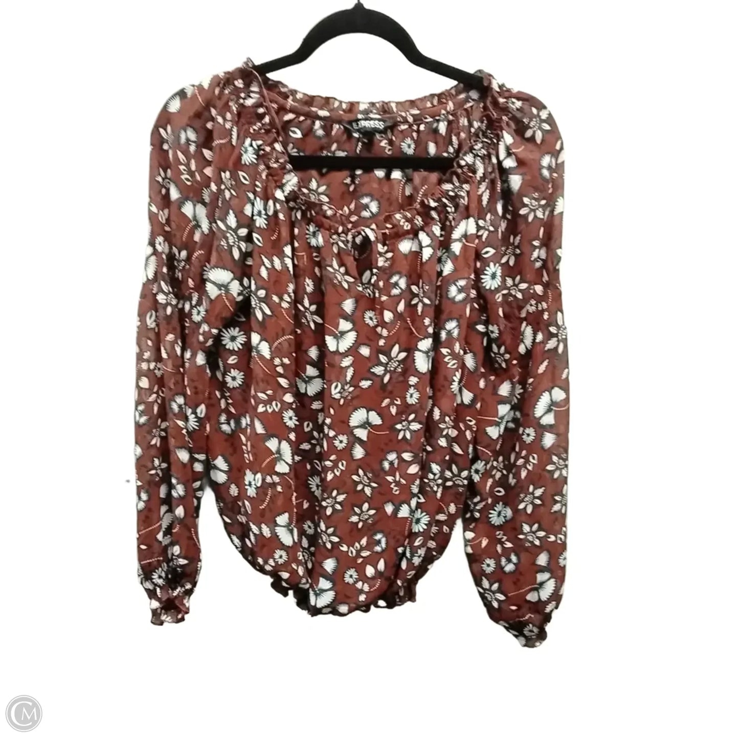 Blouse Long Sleeve By Express In Floral Print, Size: Sp