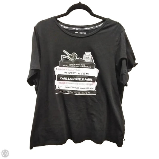 Top Short Sleeve Designer By Karl Lagerfeld In Black, Size: 1x