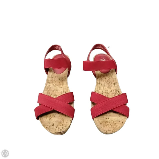 Sandals Heels Wedge By Bass In Red & Tan, Size: 8