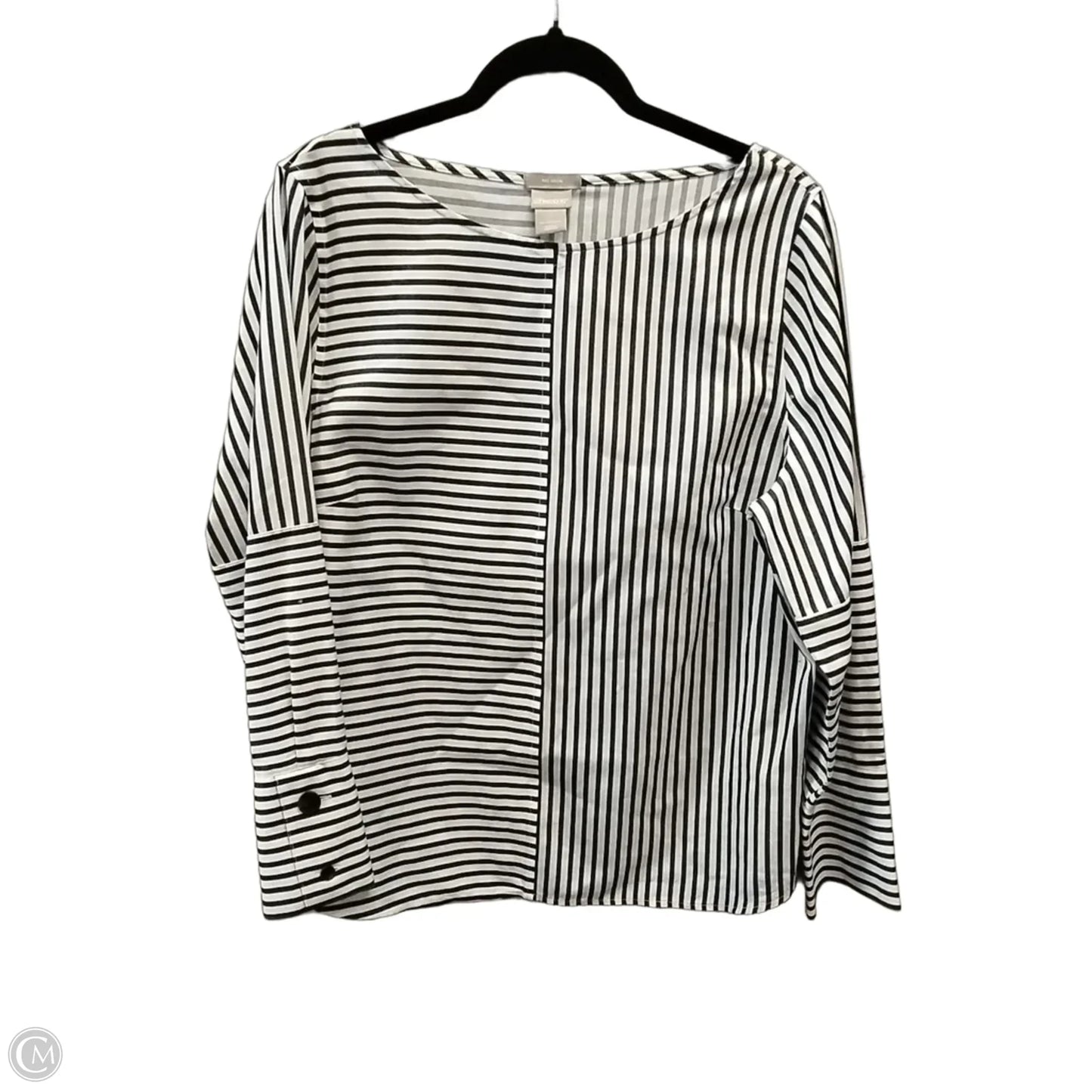 Top Long Sleeve By Chicos In Striped Pattern, Size: L