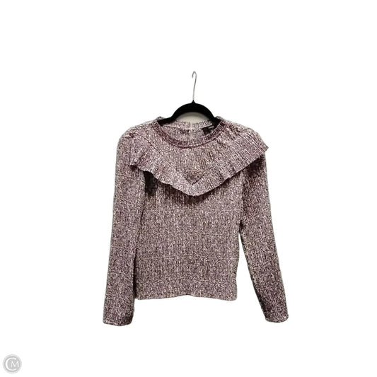Blouse Long Sleeve By J. Crew In Purple & White, Size: S