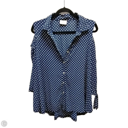 Blouse Long Sleeve By Ember In Polkadot Pattern, Size: L
