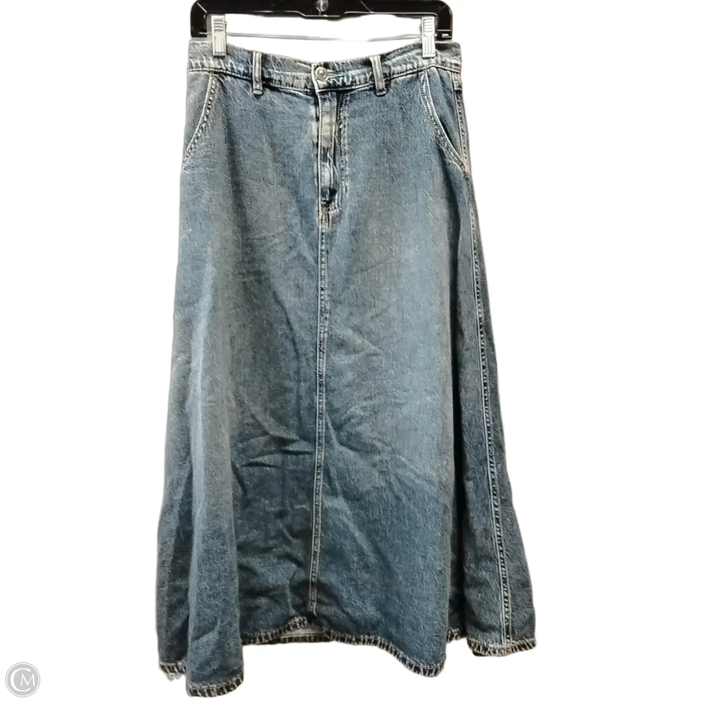 Skirt Maxi By Stradivarius In Blue Denim, Size: M