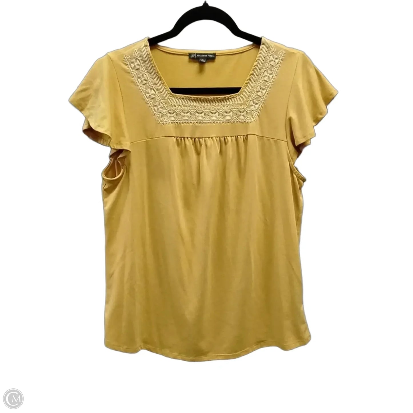 Top Short Sleeve By Adrianna Papell In Yellow, Size: M