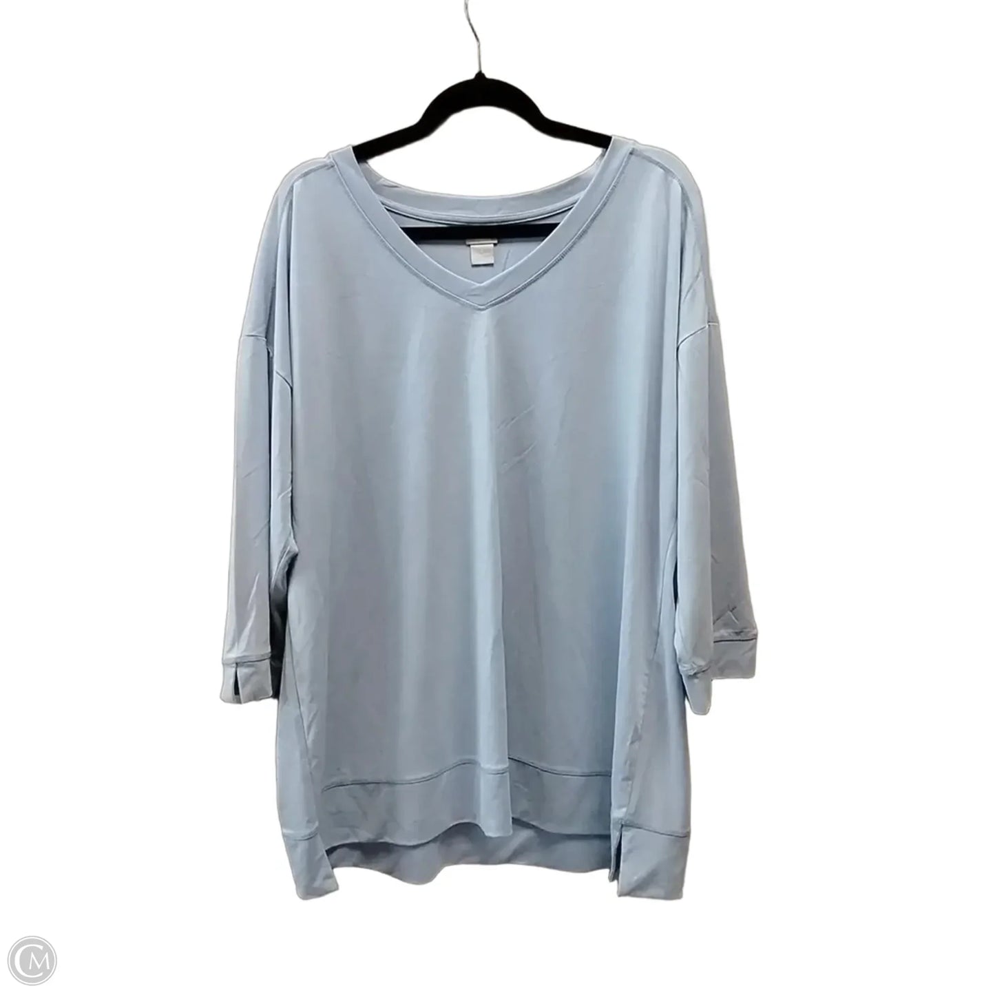 Athletic Top Long Sleeve Collar By Chicos In Blue, Size: L