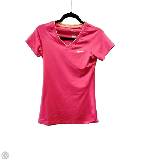 Athletic Top Short Sleeve By Nike In Pink, Size: S