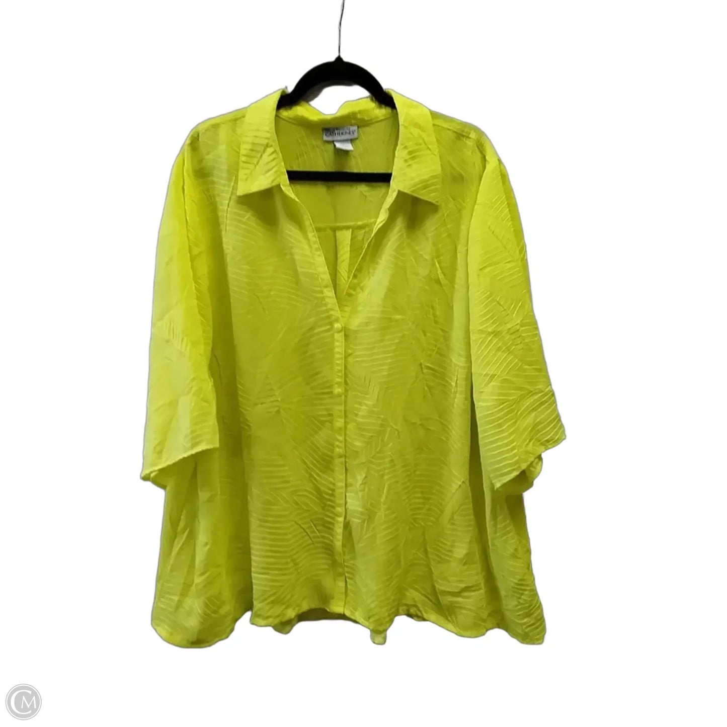 Blouse Long Sleeve By Catherines In Yellow, Size: 2x