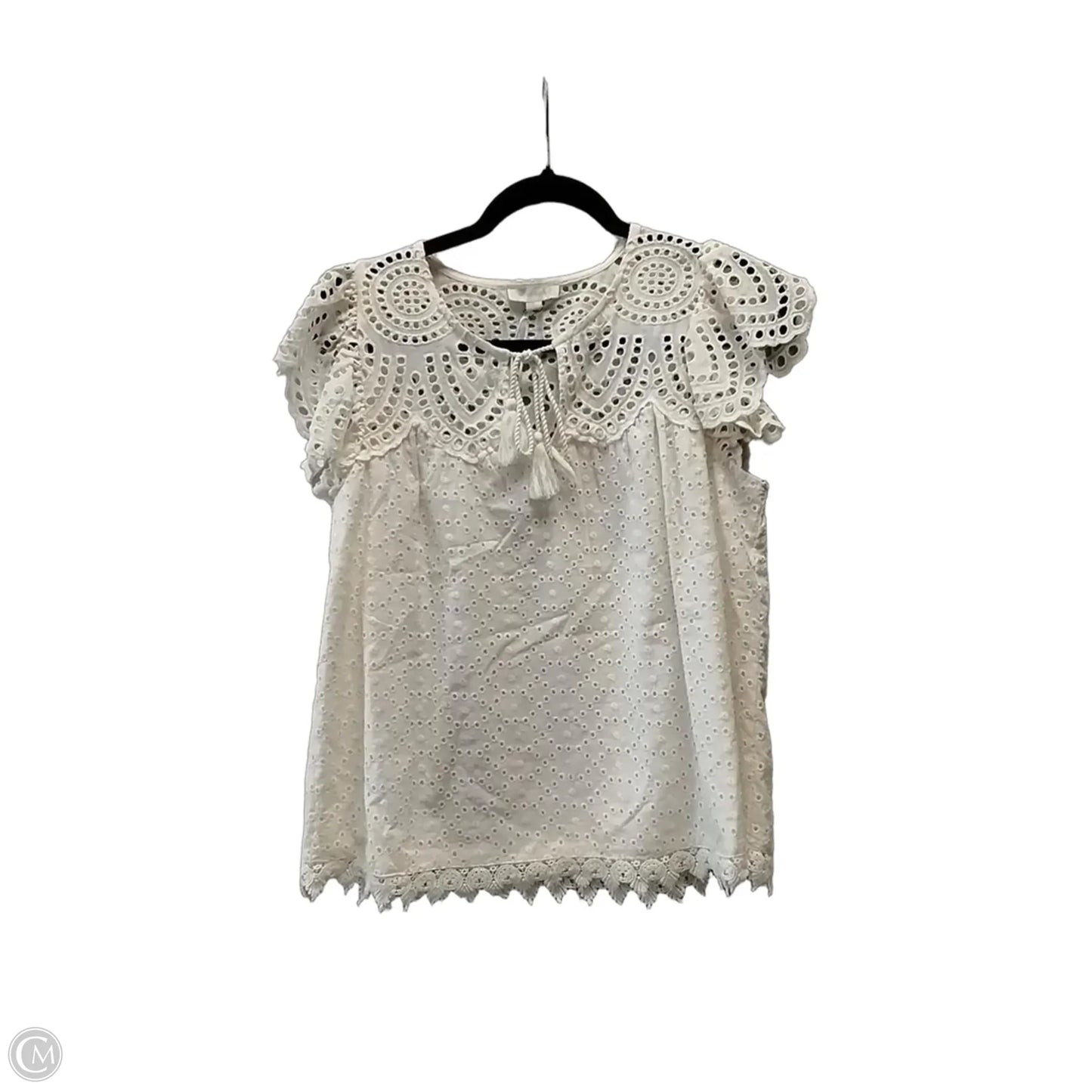 Top Short Sleeve By Cme In Ivory, Size: S