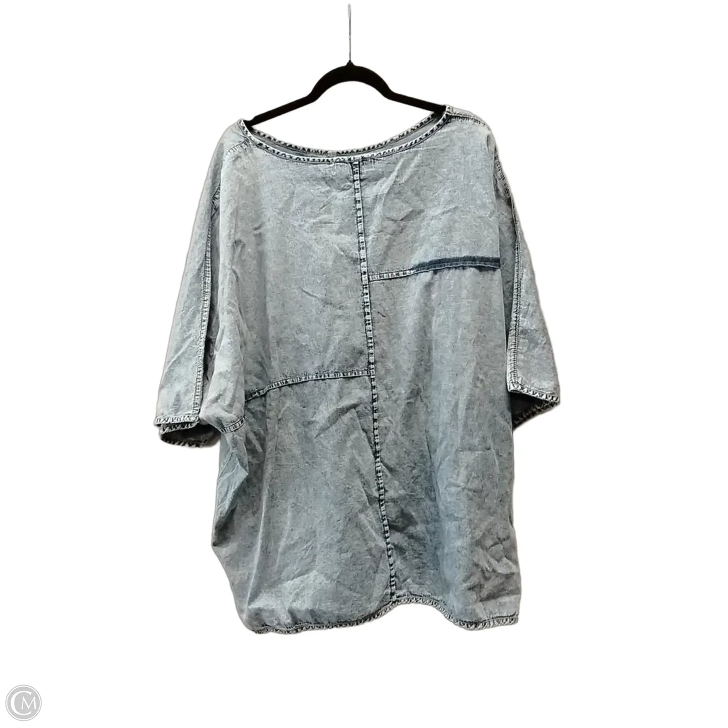 Top Short Sleeve By Zenana In Blue Denim, Size: 3x