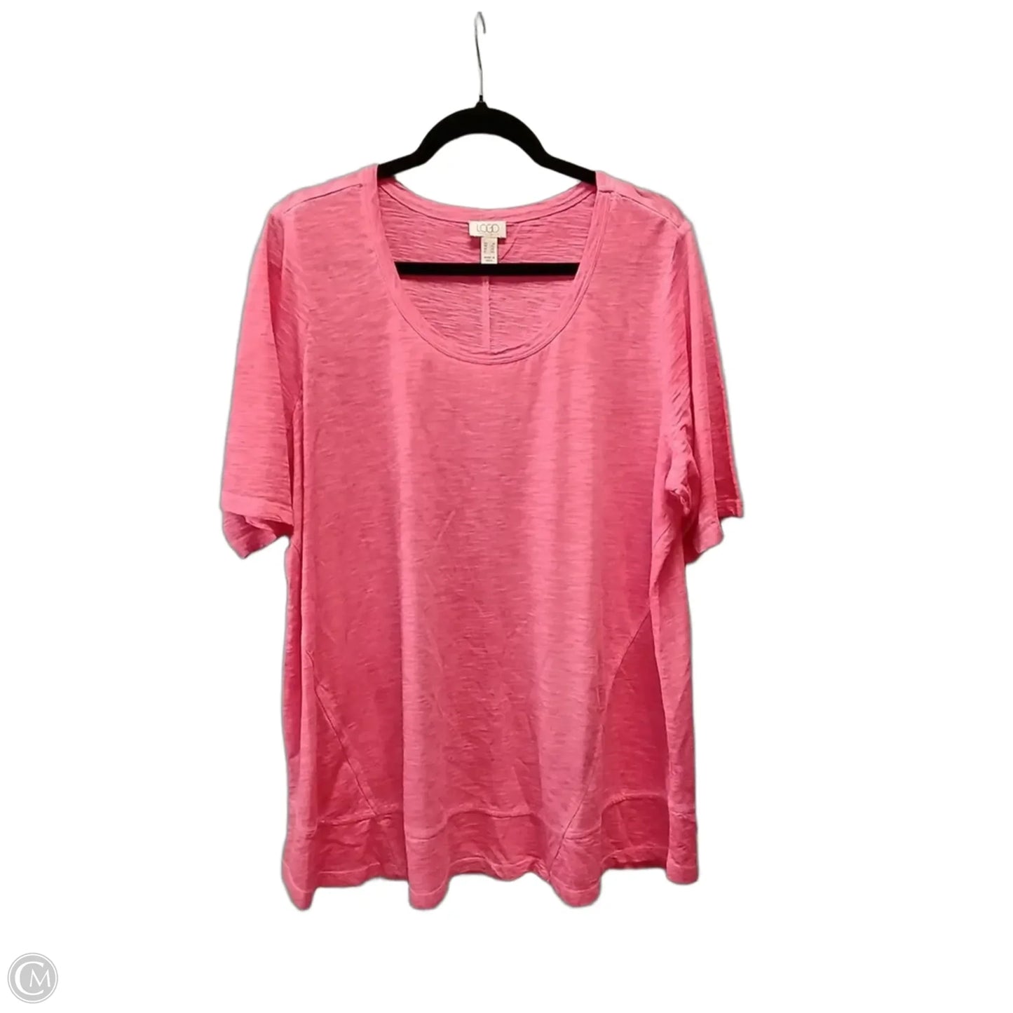 Top Short Sleeve By Logo In Pink, Size: 1x