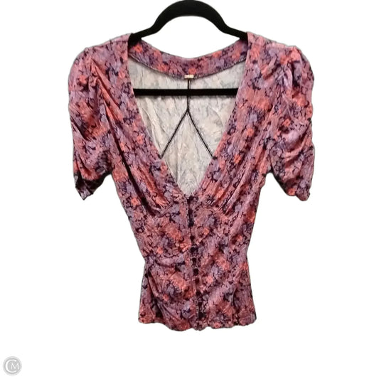 Top Short Sleeve By Free People In Floral Print, Size: M