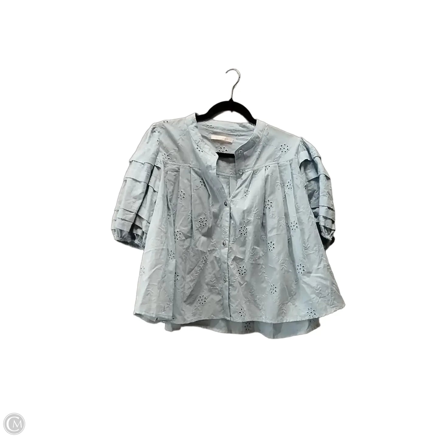 Blouse Short Sleeve By Olivaceous In Blue, Size: M