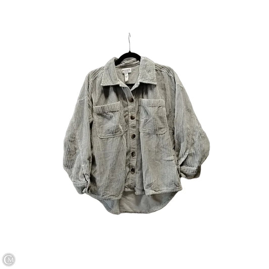Jacket Shirt By Arizona In Grey, Size: S