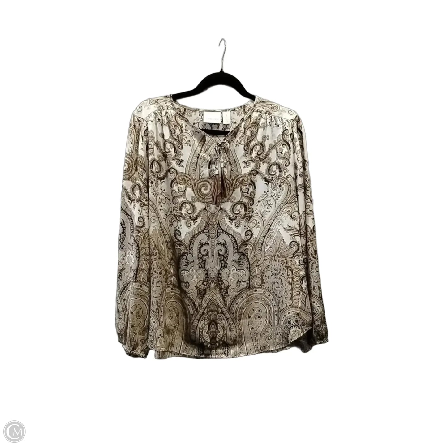 Blouse Long Sleeve By Chicos In Paisley Print, Size: M