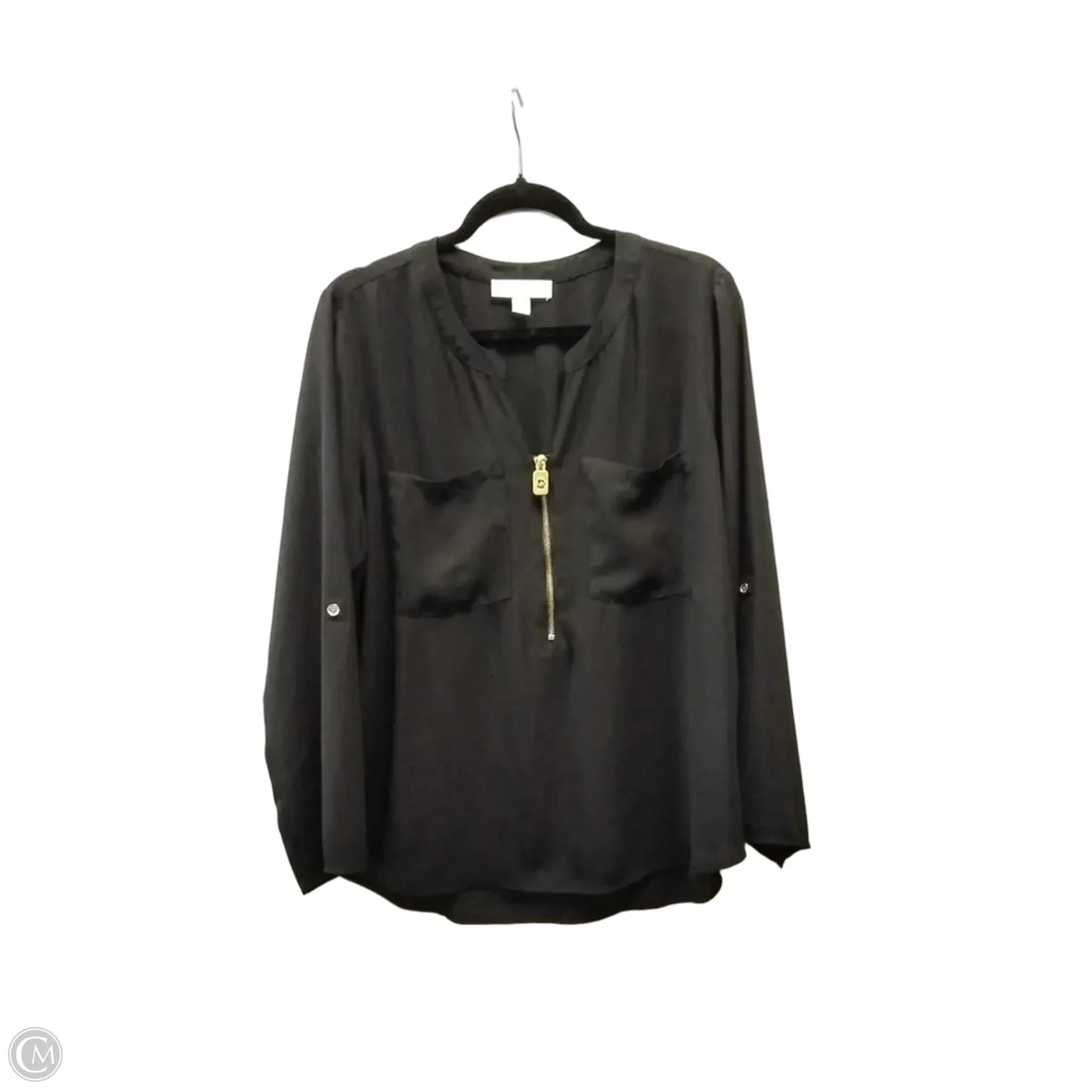 Blouse Long Sleeve By Michael By Michael Kors In Black, Size: Xl