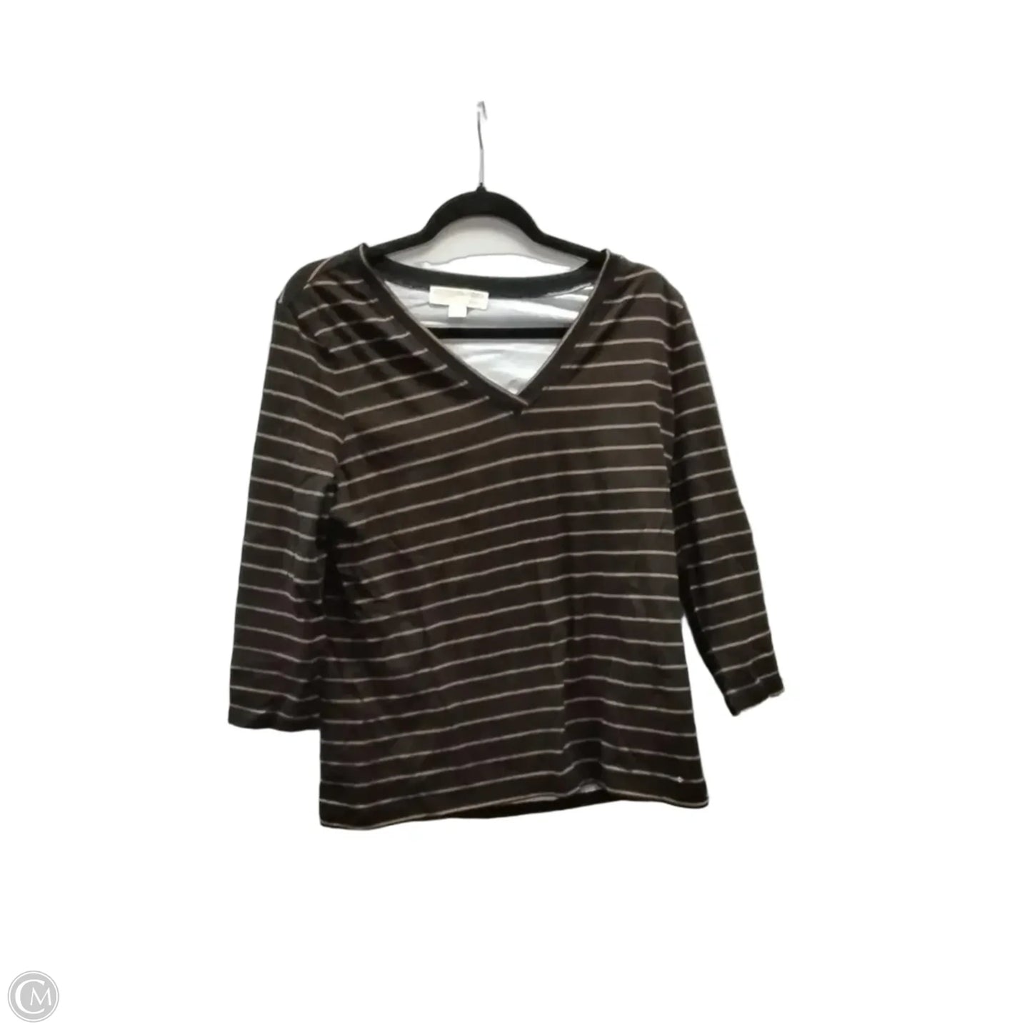 Top 3/4 Sleeve By Michael By Michael Kors In Striped Pattern, Size: L