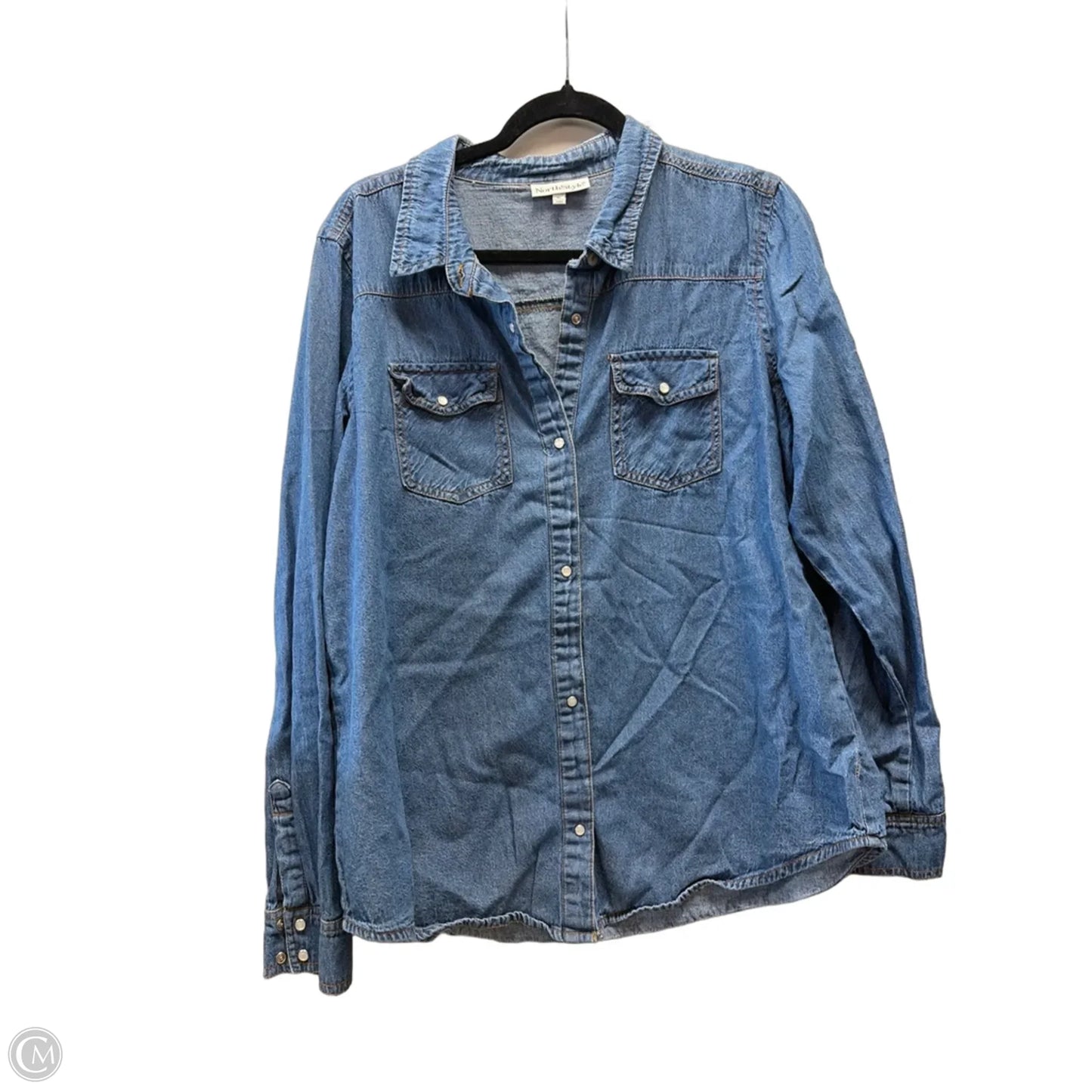 Top Long Sleeve By Northstyle In Blue Denim, Size: Xl