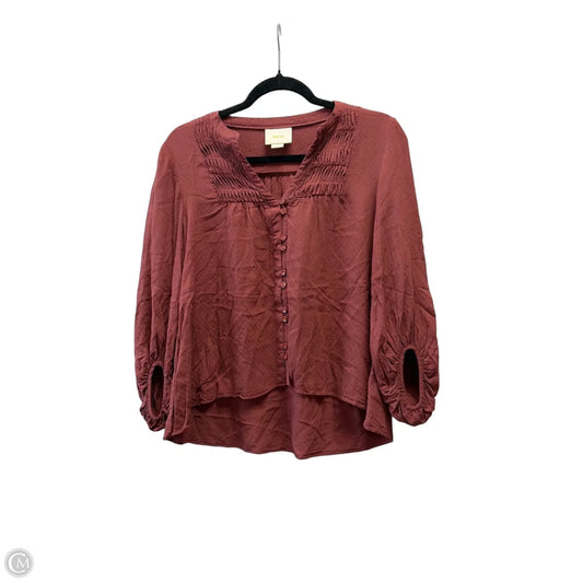Blouse Long Sleeve By Maeve In Brown, Size: S