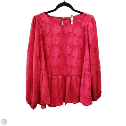Blouse Long Sleeve By Clothes Mentor In Red, Size: L