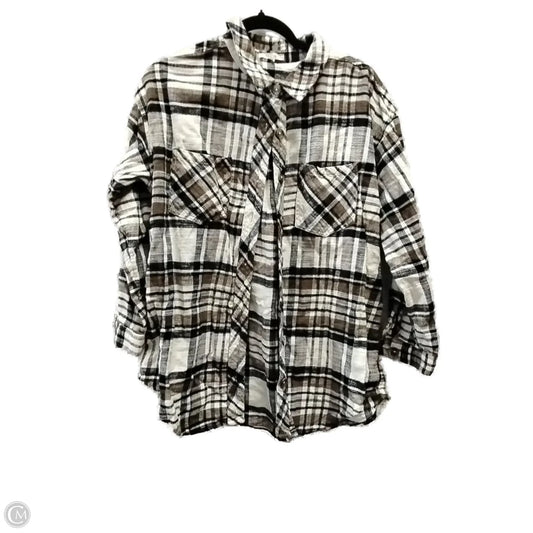 Top Long Sleeve By Maurices In Plaid Pattern, Size: L