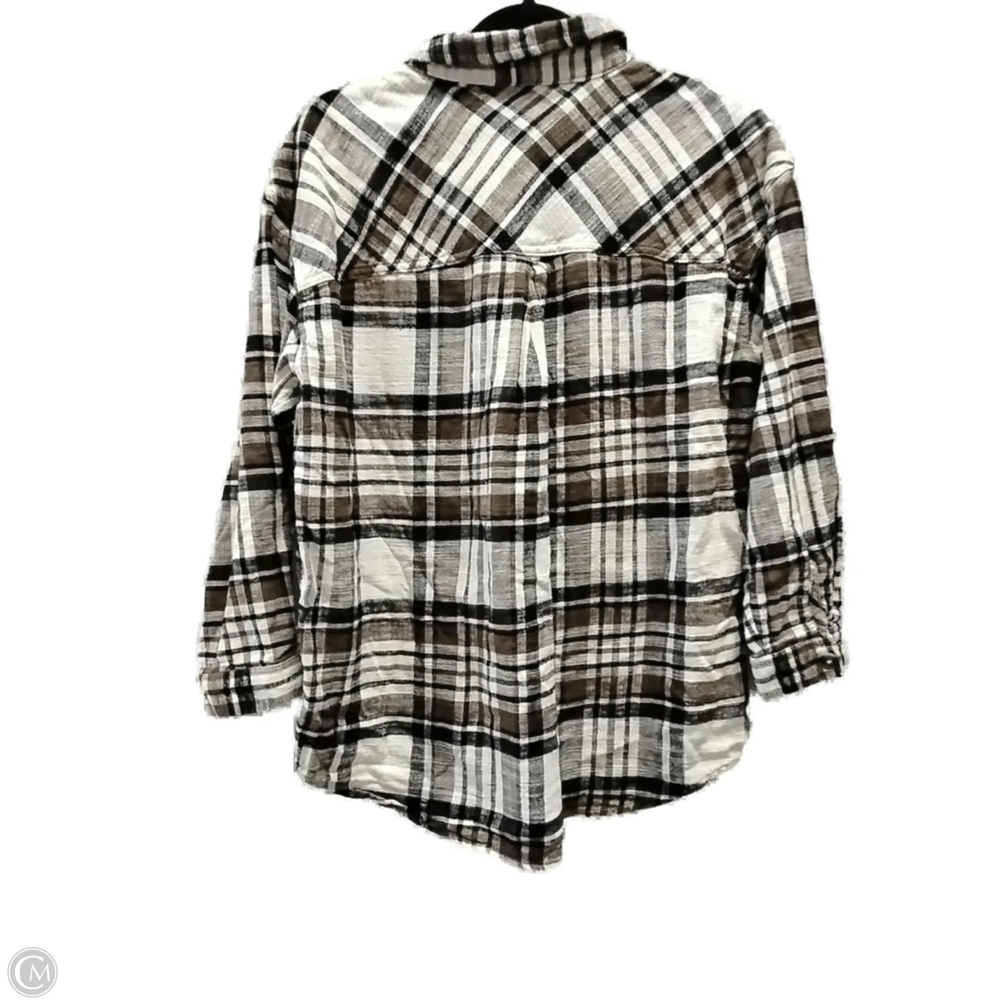 Top Long Sleeve By Maurices In Plaid Pattern, Size: L